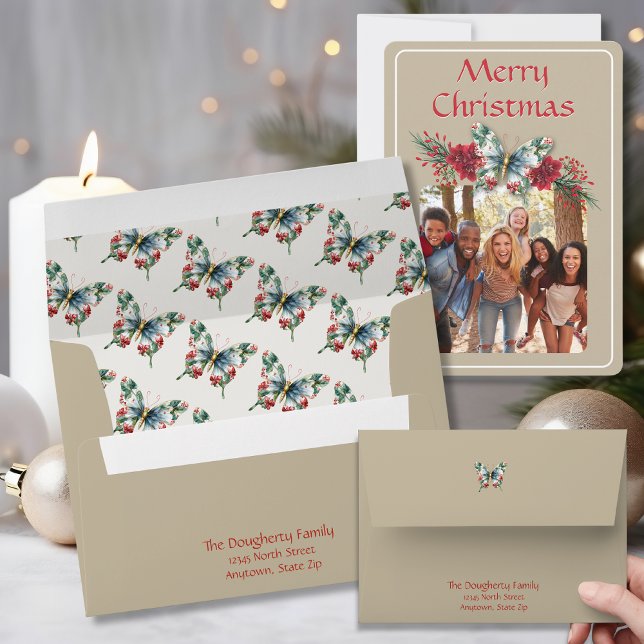 Vintage Butterfly Merry Christmas  Envelope (Creator Uploaded)