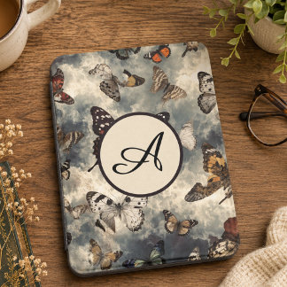 Vintage Butterfly Monogram Personalized Initial Kindle Cover