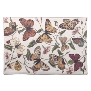 Vintage Butterfly & Moth Artistic Colorful Cloth Placemat