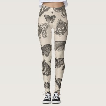 Vintage Butterfly Moth Entomology Lepidoptera Leggings by expiredink at Zazzle