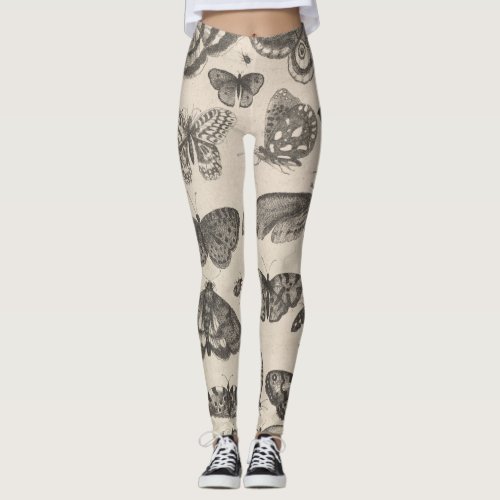 Vintage Butterfly Moth Entomology Lepidoptera Leggings