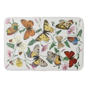 Vintage Butterfly & Moth Painting Bath Mat