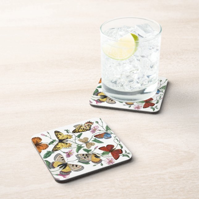 Vintage Butterfly & Moth Painting Beverage Coaster (Right Side)