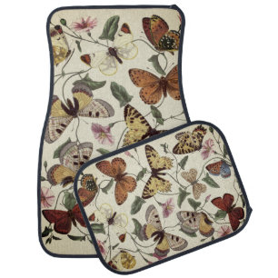 Vintage Butterfly & Moth Painting Car Floor Mat