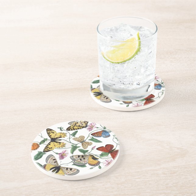 Vintage Butterfly & Moth Painting Coaster (Side)