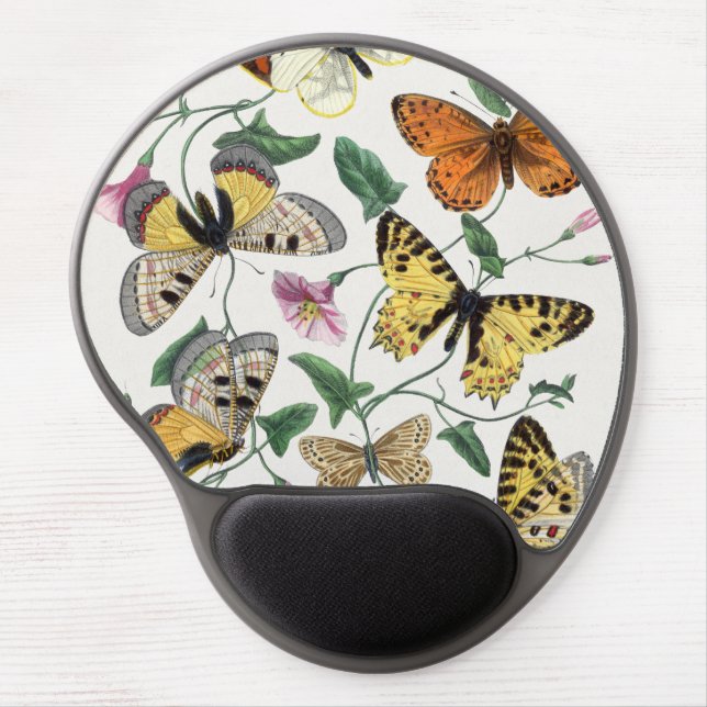 Vintage Butterfly & Moth Painting Gel Mouse Pad (Front)