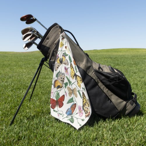 Vintage Butterfly  Moth Painting Golf Towel