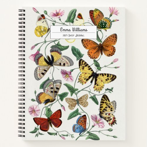 Vintage Butterfly  Moth Painting Notebook