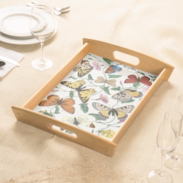 Vintage Butterfly & Moth Painting Serving Tray (Front)