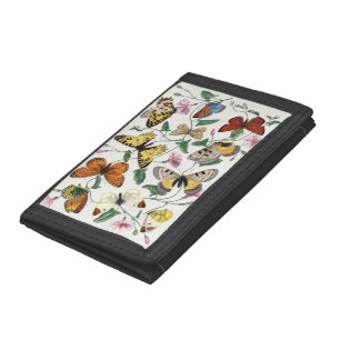 Vintage Butterfly & Moth Painting Tri-fold Wallet