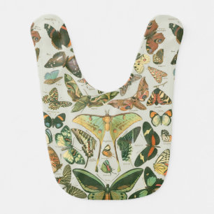 Vintage Butterfly Moth Pattern Print Baby Bib
