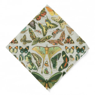 Vintage Butterfly Moth Pattern Print Bandana