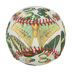 Vintage Butterfly Moth Pattern Print Baseball