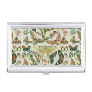 Vintage Butterfly Moth Pattern Print Business Card Holder