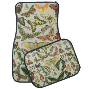Vintage Butterfly Moth Pattern Print Car Floor Mat