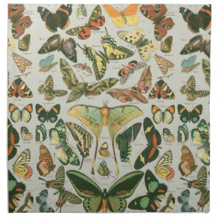 Vintage Butterfly Moth Pattern Print Cloth Napkin