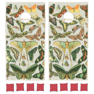 Vintage Butterfly Moth Pattern Print Cornhole Set