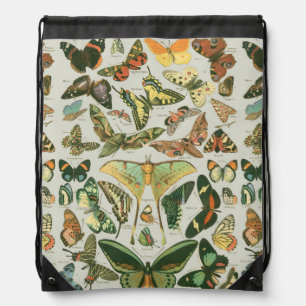 Vintage Butterfly Moth Pattern Print Drawstring Bag