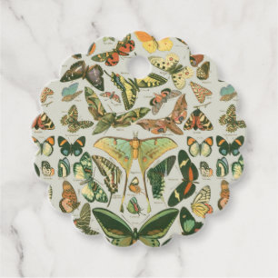 Vintage Butterfly Moth Pattern Print Favor Tags