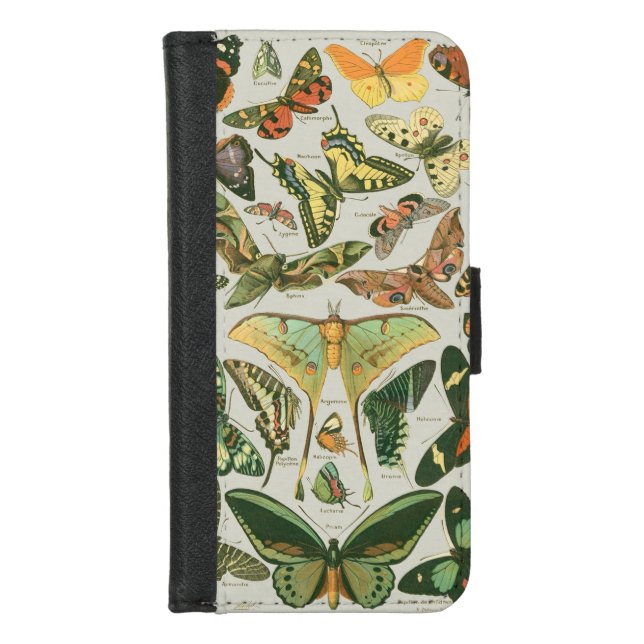 Vintage Butterfly Moth Pattern Print iPhone Wallet Case (Front)