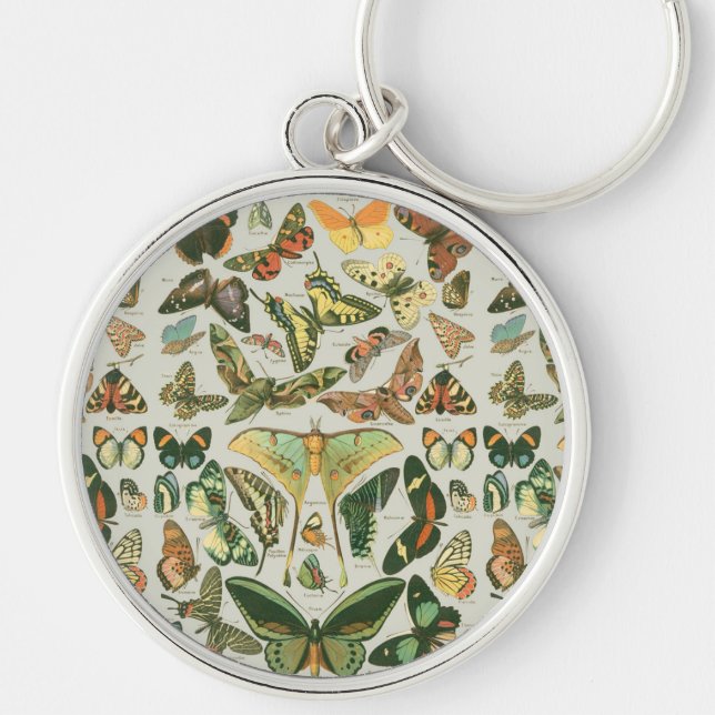 Vintage Butterfly Moth Pattern Print Keychain (Front)