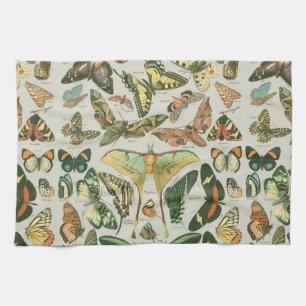 Vintage Butterfly Moth Pattern Print Kitchen Towel