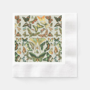 Vintage Butterfly Moth Pattern Print Napkins
