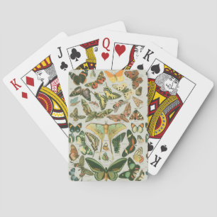 Vintage Butterfly Moth Pattern Print Poker Cards