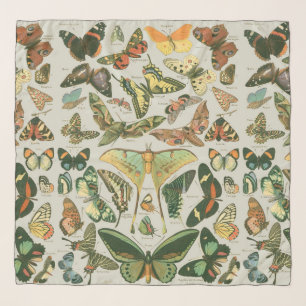 Vintage Butterfly Moth Pattern Print Scarf