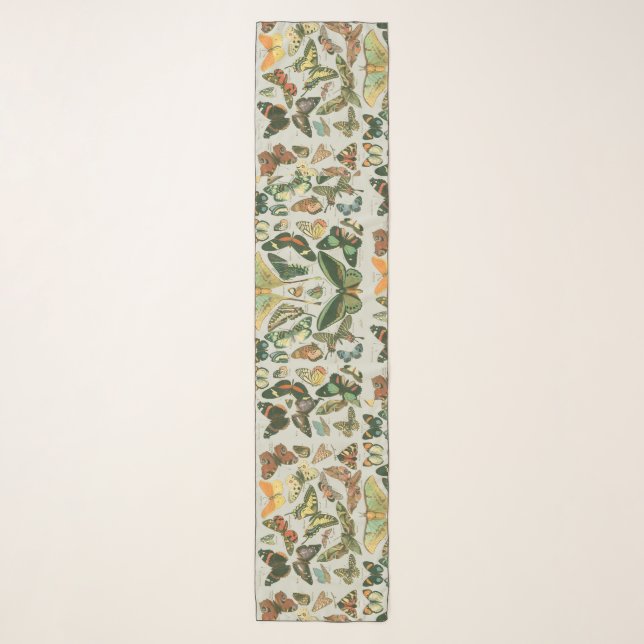 Vintage Butterfly Moth Pattern Print Scarf (Front)
