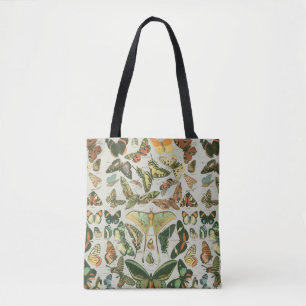 Vintage Butterfly Moth Pattern Print Tote Bag