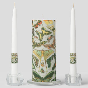 Vintage Butterfly Moth Pattern Print Unity Candle Set