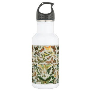 Vintage Butterfly Moth Pattern Print Water Bottle