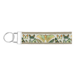 Vintage Butterfly Moth Pattern Print Wrist Keychain