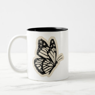 Vintage Butterfly Mug | Black Botanical Insect Cof