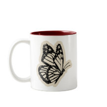 Vintage Butterfly Mug | Black Botanical Insect Cof