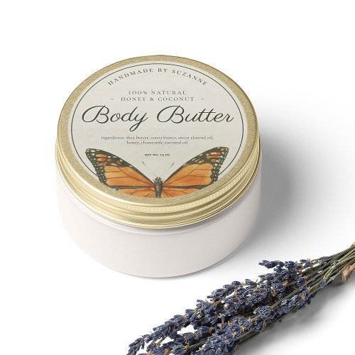 Vintage Butterfly Natural Body Butter Product Classic Round Sticker
