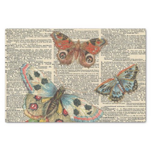 Vintage Butterfly Newspaper Decoupage Tissue Paper