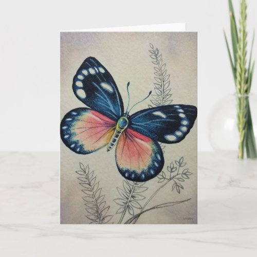 Vintage Butterfly No 2 Watercolor Art Card
