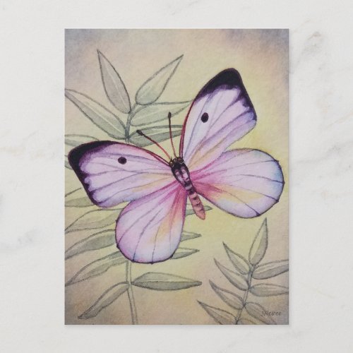 Vintage Butterfly No 4 Watercolor Art Postcard