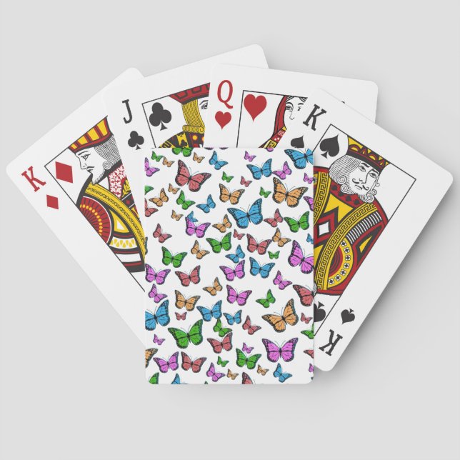 Vintage Butterfly Old Illustration Art Poker Cards (Back)