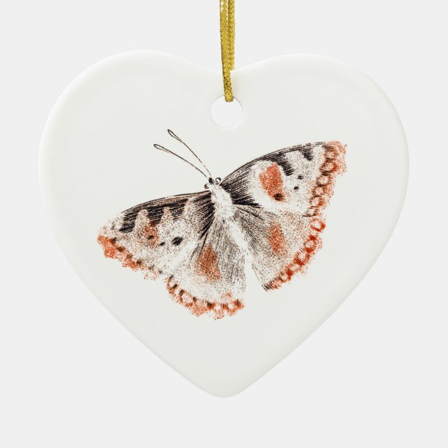 Vintage Butterfly Old Illustration Ceramic Ornament (Front)