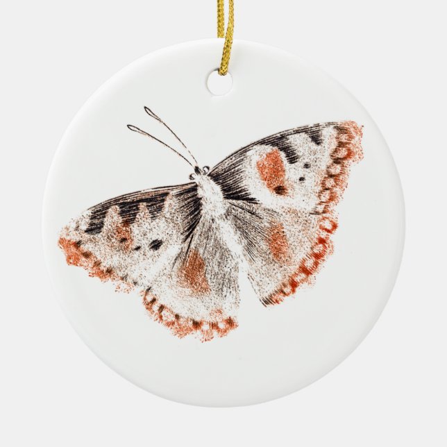 Vintage Butterfly Old Illustration Ceramic Ornament (Front)