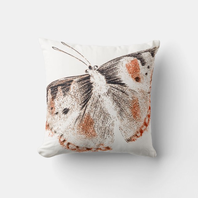 Vintage Butterfly Old Illustration Throw Pillow (Front)