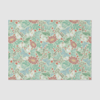 Vintage Butterfly Old Keys White Daisy Light Tissue Paper