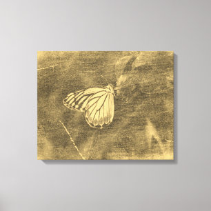 Vintage Butterfly on Flower #2 Wrapped canvas Print