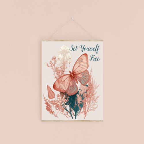Vintage Butterfly on Flower Poster