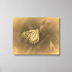 Vintage Butterfly on Flower Wrapped canvas Print