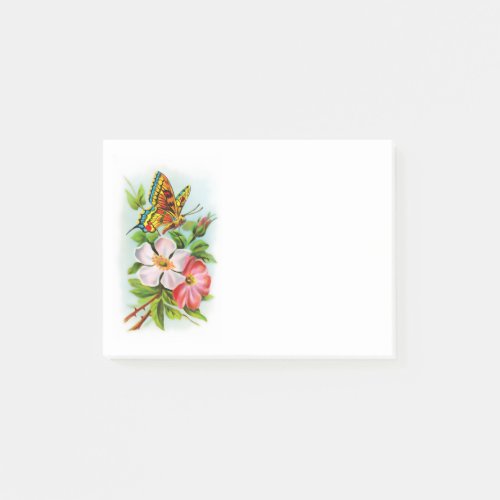 Vintage Butterfly On Flowers Post_it Notes