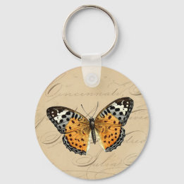 Vintage Butterfly "Painted Lady" Calligraphy Keychain